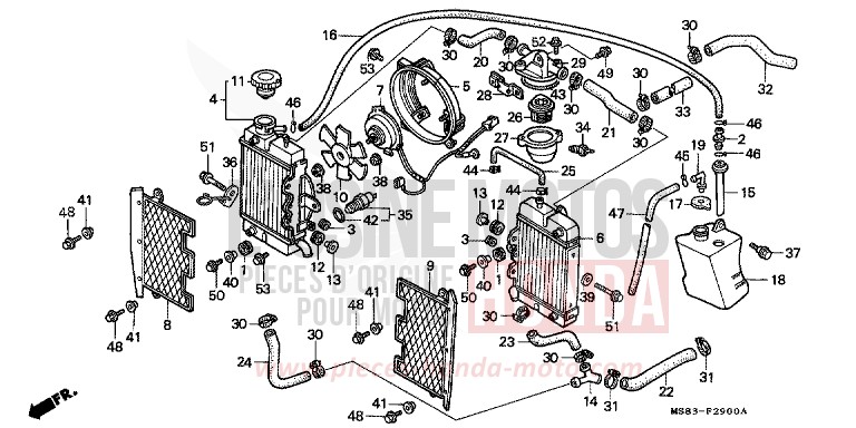 RADIATOR for Africa Twin SHASTA WHITE (NH138H) from 1988